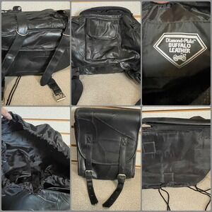 Diamond Plate Buffalo Leather Patchwork Motorcycle Saddlebag Biker Gear‎ 6 pcs